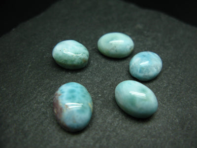 Lot of 5 oval Larimar cabochons From Dominican Republic