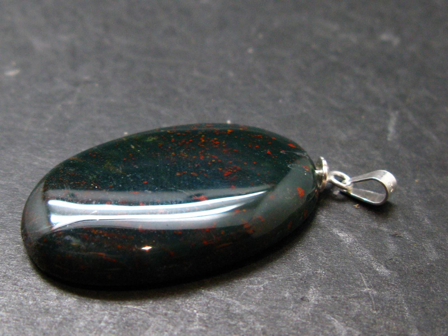 Bloodstone Silver Pendant From India - 1.5" - 5.45 Grams