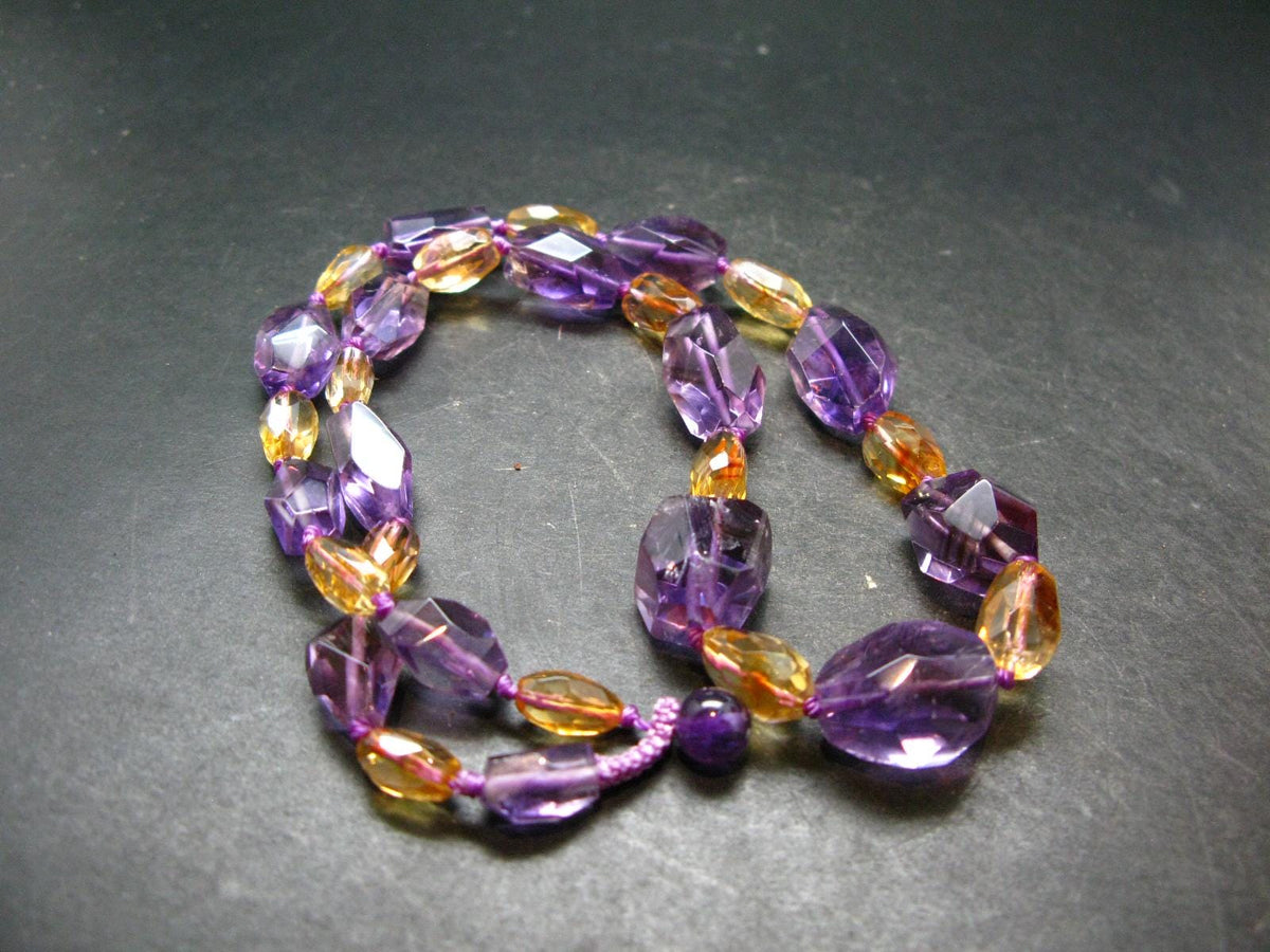 Amethyst & Citrine Necklace From Brazil - 20" - 56.38 Grams