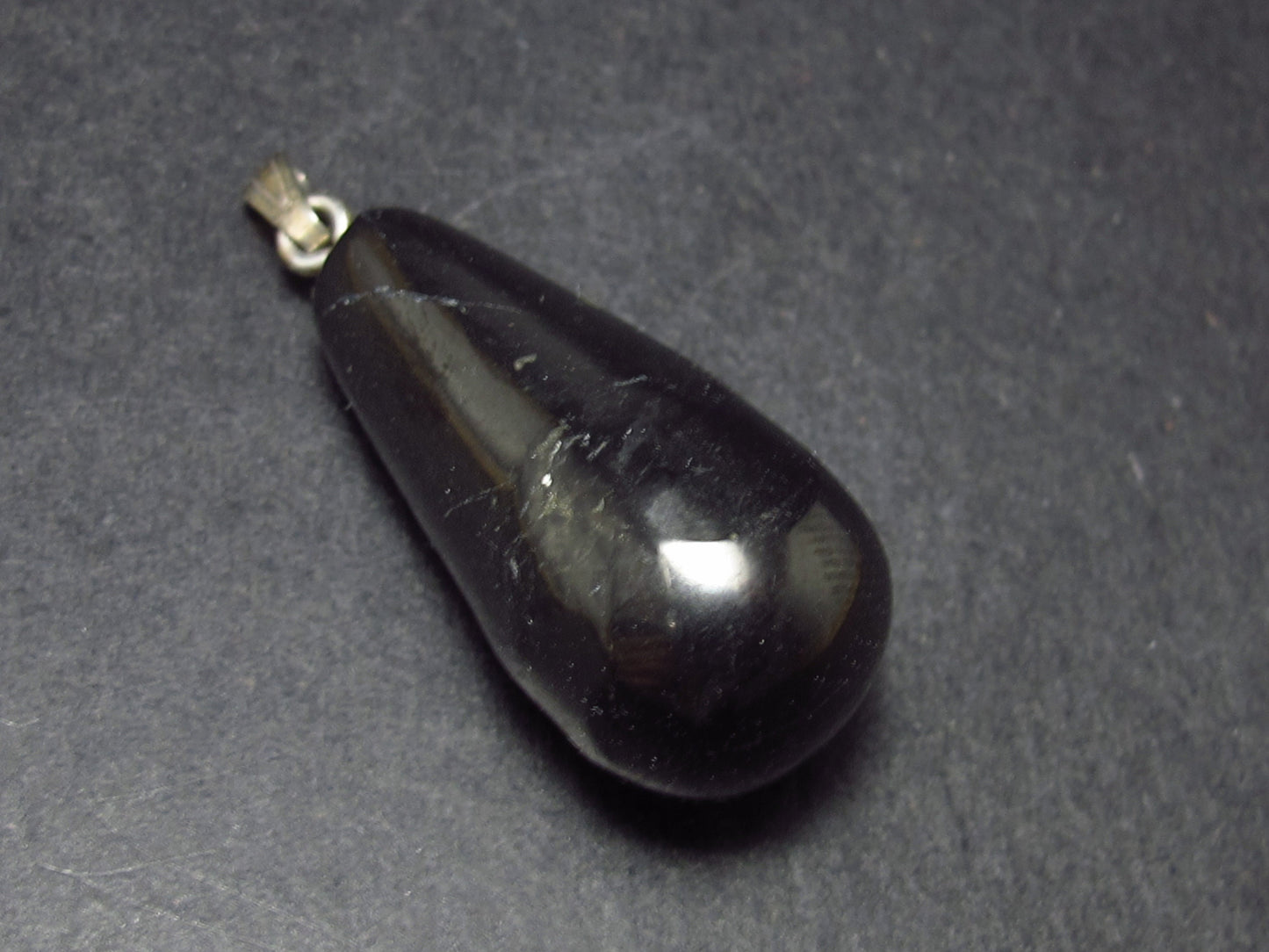 Genuine Drop Shape Black Shungite Pendant From Russia - 1.5"