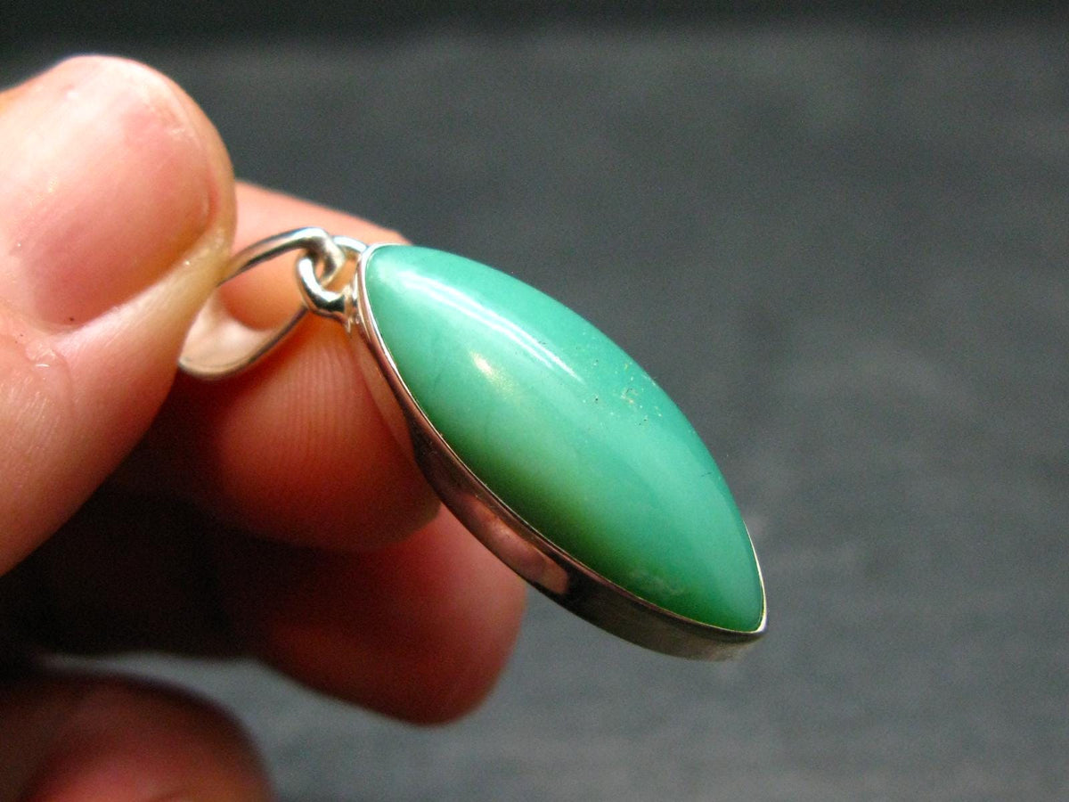 Rich Green Chrysoprase Silver Pendant From Australia - 1.3" - 3.59 Grams