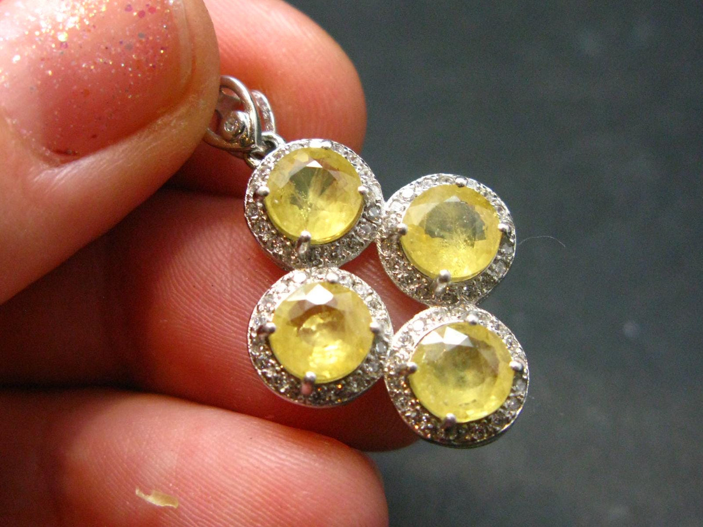 Nice Natural Faceted Yellow Sapphire 925 Sterling Silver Pendant - 1.1" - 3.10 Grams