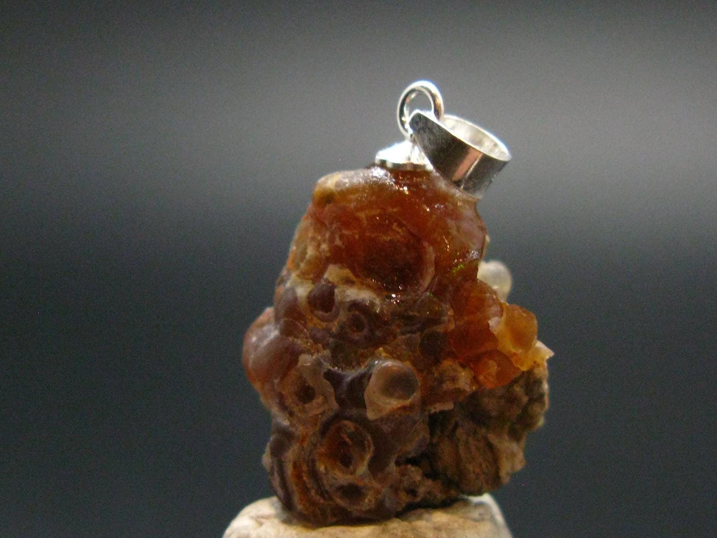 Fire Agate Silver Pendant From Mexico - 1.0" - 3.06 Grams