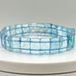 Blue Topaz Bracelet – Natural Square-Cut Beads on Stretch Cord - 28.94 Grams