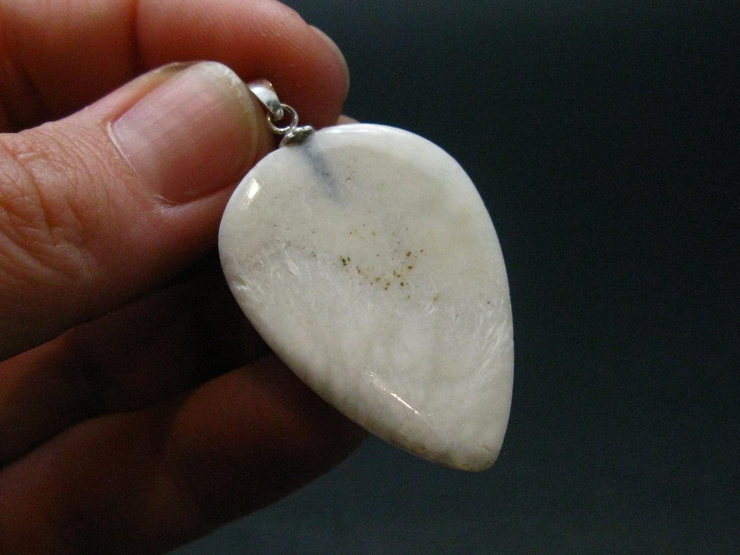 Scolecite Silver Pendant From India - 1.6"