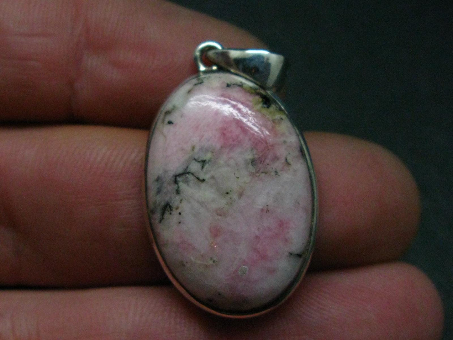 Rare Pink Tugtupite Sterling Silver Pendant From Greenland - 1.5" - 6.39 Grams