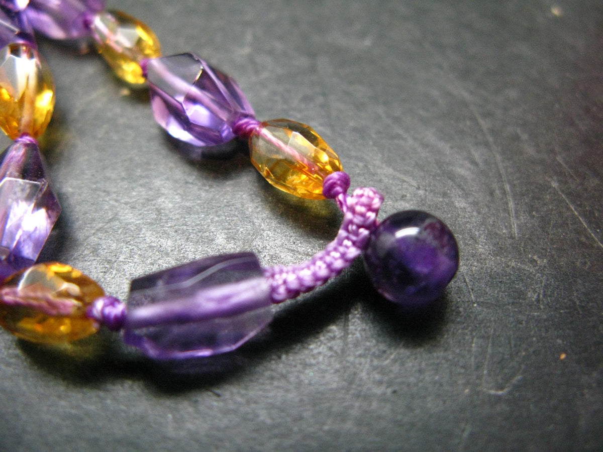 Amethyst & Citrine Necklace From Brazil - 20" - 56.38 Grams