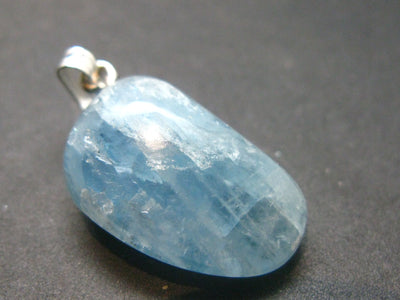 Aquamarine Gem Sterling Silver Pendant From Brazil - 1.3" - 5.31 Grams