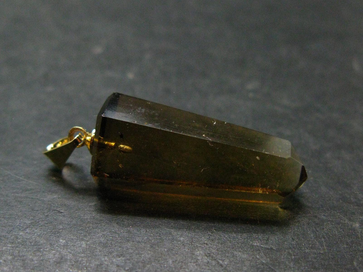 Natural Unheated Citrine Sterling Silver Gold Plated Pendant from Zambia - 1.4" - 4.34 Grams