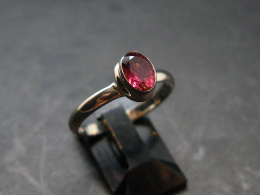 Pink Tourmaline Silver Ring From Brazil - 2.39 Grams - Size 6