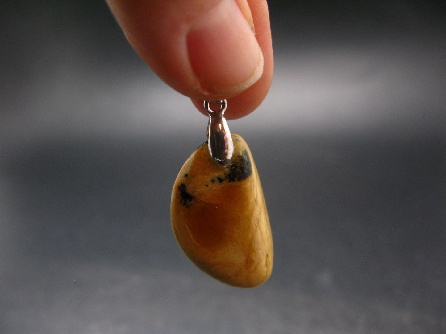 Amber Tumbled Silver Pendant From Poland - 1.4" - 3.03 Grams