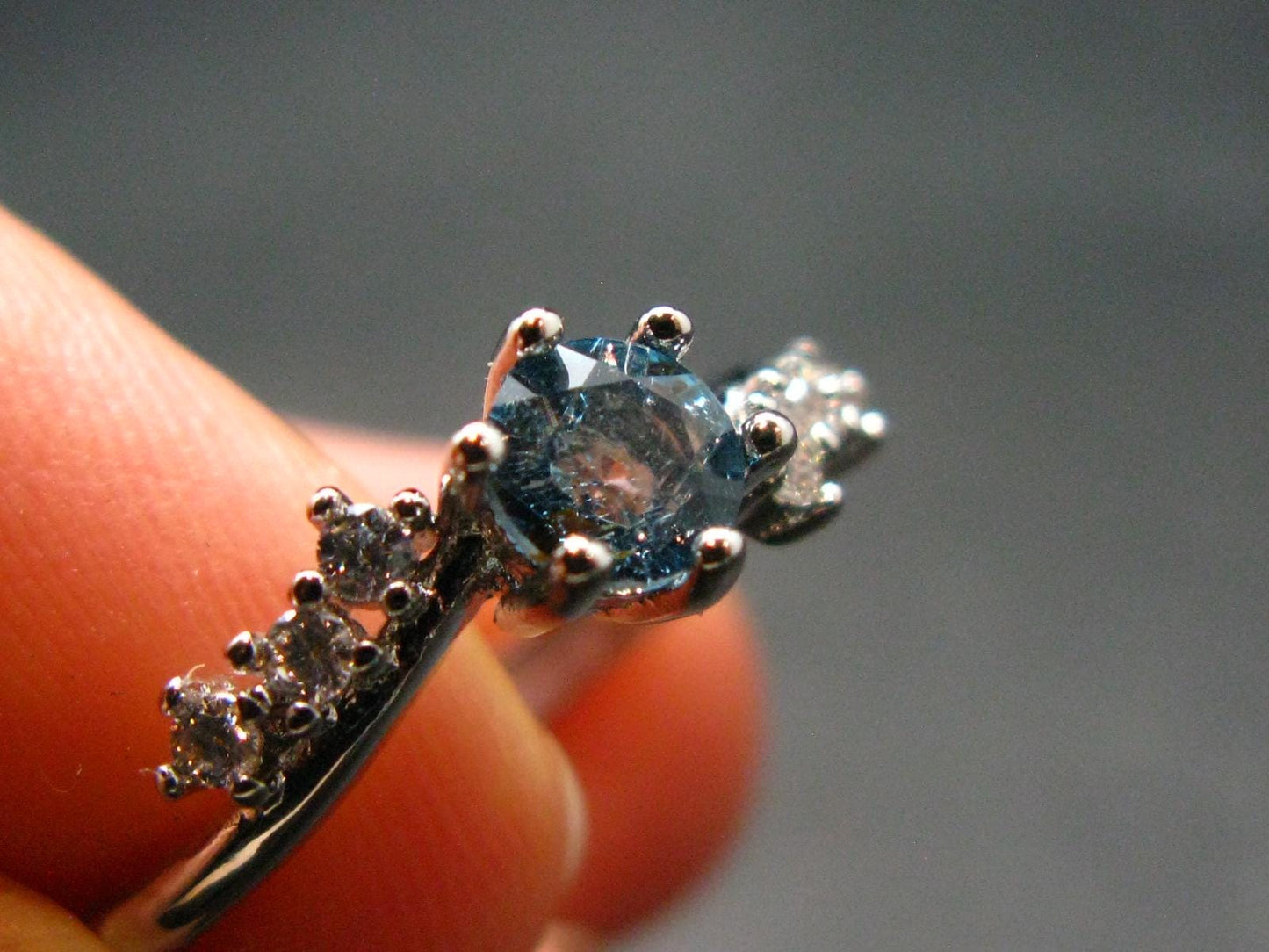 Natural Facetted Blue Topaz Crystal Ring - 1.85 Grams - Size adjustable