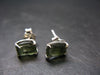 Natural Moldavite Tektite Raw Stud Earrings In Sterling Silver From Czech Republic - 1.64 Grams