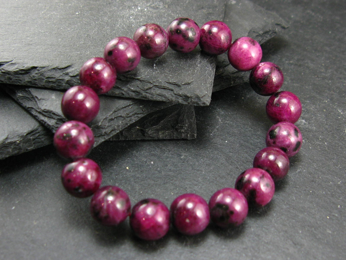Ruby Genuine Bracelet ~ 7 Inches ~ 10mm Round Beads