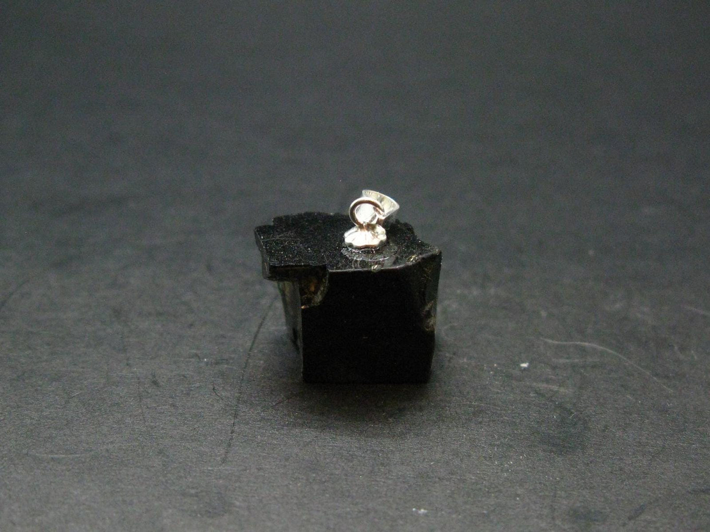 Unpolished Elite Shungite Silver Pendant from Russia - 0.7" - 2.91 Grams