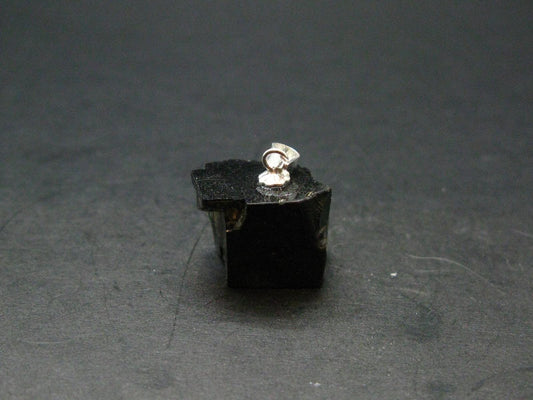 Unpolished Elite Shungite Silver Pendant from Russia - 0.7" - 2.91 Grams
