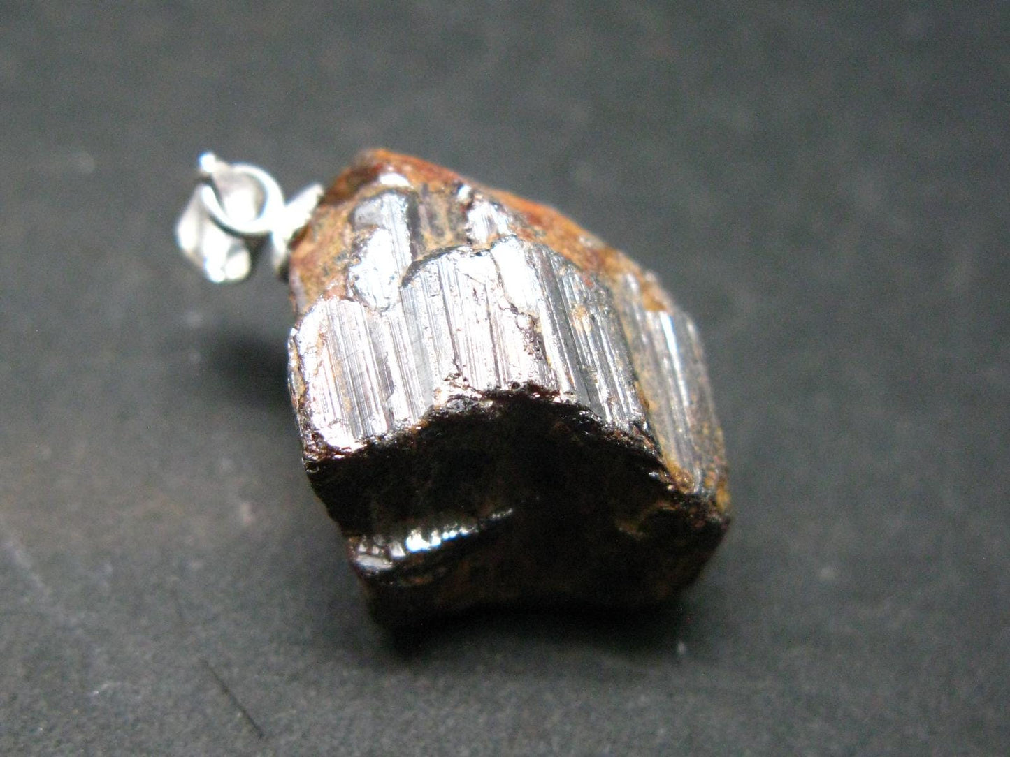 Natural Titanium Gem!! Rare Rutile Crystal Silver Pendant from Brazil - 1.1" - 7.14 Grams