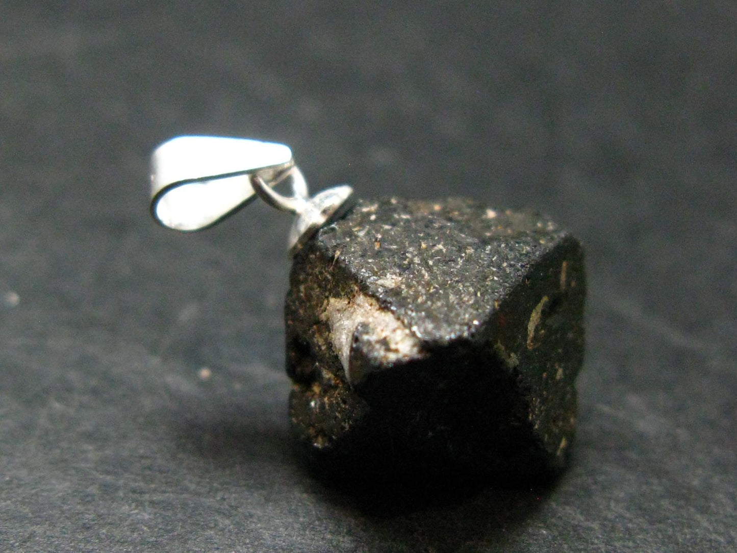 Magnetite Crystal Silver Pendant From Bolivia - 0.8" - 3.59 Grams