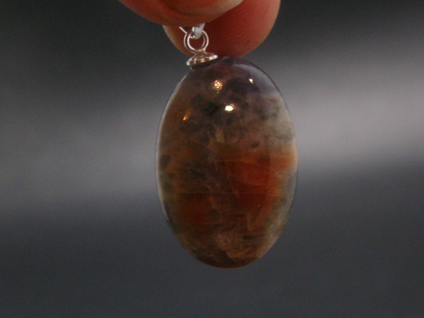 Iolite Cordierite & Sunstone Silver Pendant From India - 1.2" - 5.8 Grams
