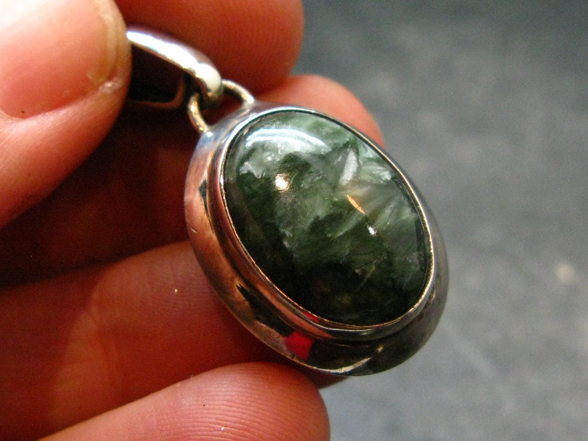 Seraphinite Clinochlore Silver Pendant From Russia - 1.3''