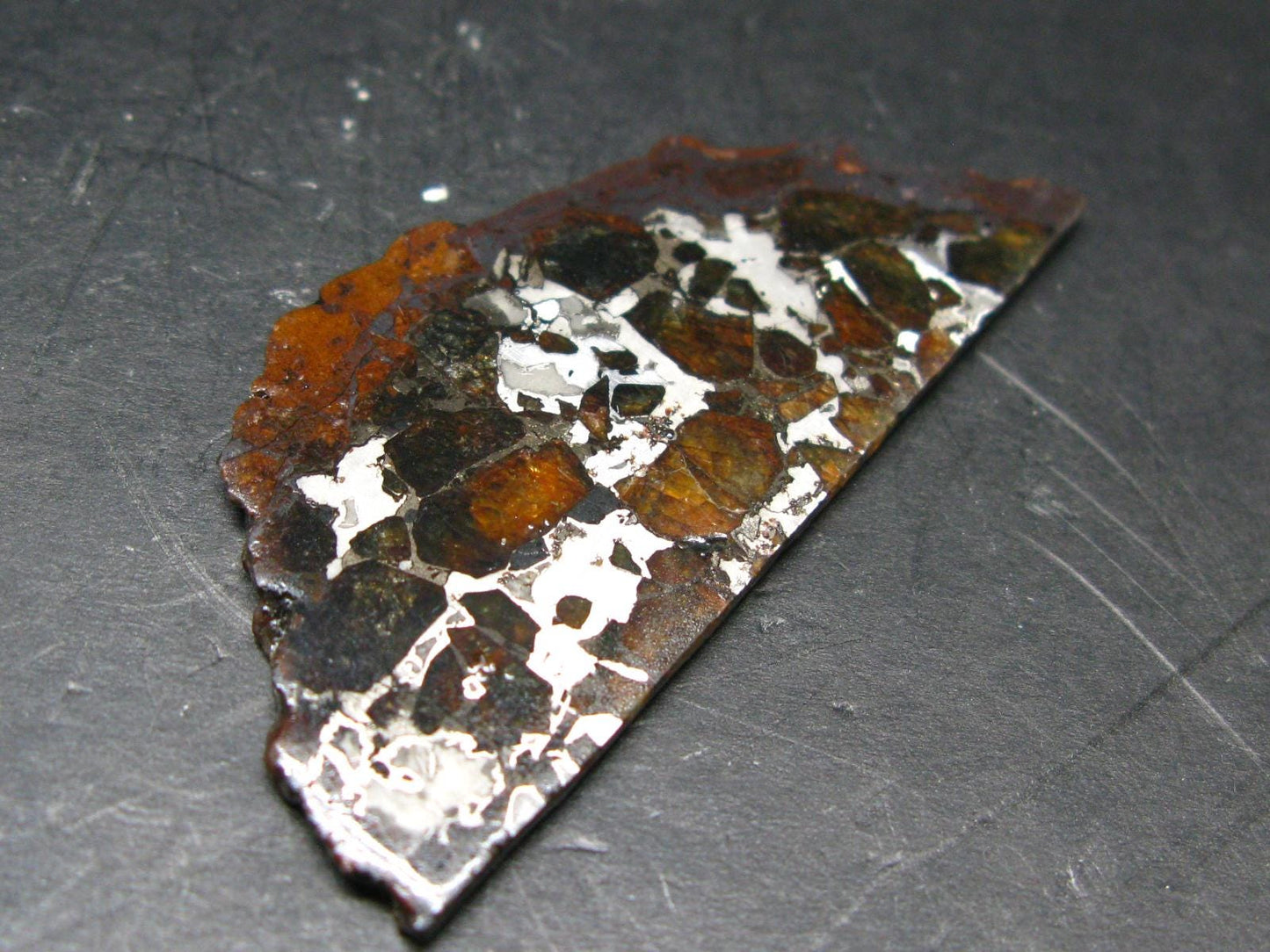 Large Brahin Meteorite Pallasite Olivine Slice From Belarus - 2.3" - 11.00 Grams
