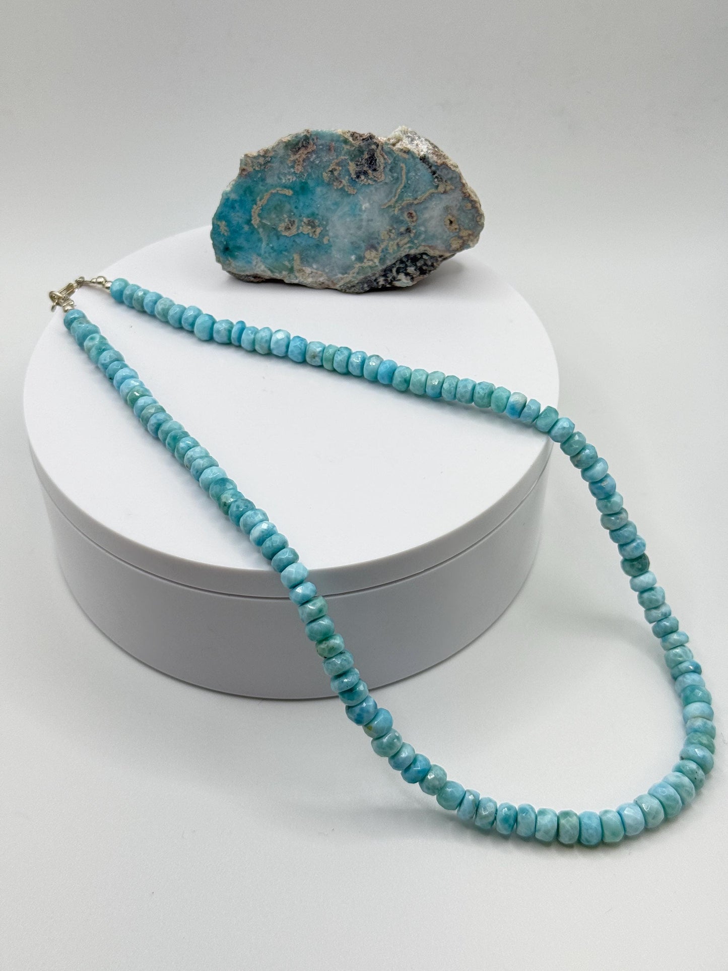 Blue Larimar Bead Necklace Natural Gemstone Necklace Ocean Style Jewelry Gift