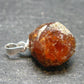 Gem Spessartine Spessartite Orange Garnet Pendant in SS From Tanzania - 0.8" - 3.05 Grams