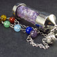 Glass Tube with Amethyst Pendulum and 7 Chakra Beads Chain - 10.6"
