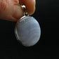 Rare Blue Lace Holly Chalcedony Agate Silver Plated Pendant From Malawi - 1.5" - 8.55 Grams