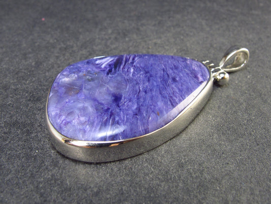 Lilac Stone!!! Stunning Silky Charoite Sterling Silver Pendant From Russia - 2.0" - 14.6 Grams