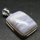 Rare Blue Lace Holly Chalcedony Agate Silver Plated Pendant From Malawi - 1.5" - 9.03 Grams