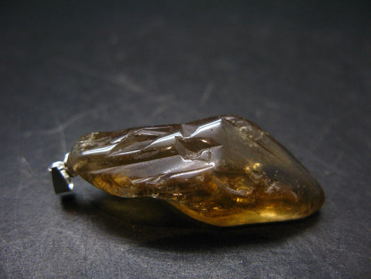 Natural Unheated Citrine Sterling Silver Pendant from Zambia - 1.7" - 7.40 Grams