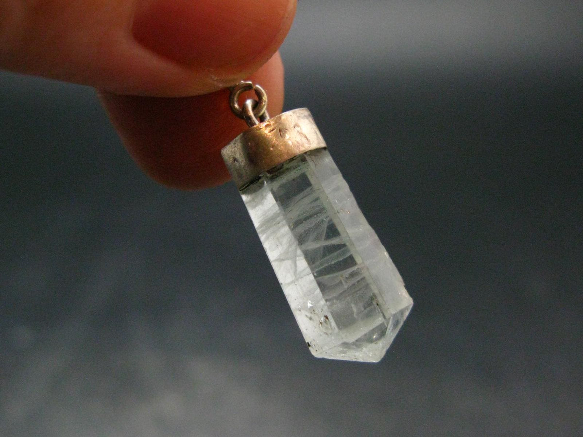 Stunning Genuine Aquamarine Gem Sterling Silver Pendant From Pakistan - 1.3" - 2.48 Grams