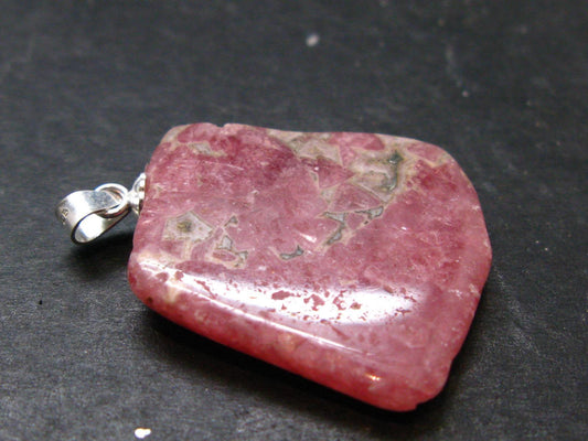 Rhodochrosite Sterling Silver Pendant From Alma Colorado - 1.3" - 7.39 Grams