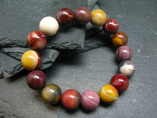 Mookaite Jasper Genuine Bracelet ~ 7 Inches ~ 12mm Round Beads