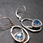 Faceted Natural Sky Blue Topaz Dangle 925 Silver Earrings from Brazil - 1.6" - 5.31 Grams