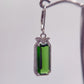 Green Helenite Emerald Cut Earrings – Halo Sterling Silver Dangle Earrings