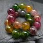 AAA Grade Gem Watermelon Bicolor Tourmaline Genuine Bracelet ~ 7.5 Inches ~ 10mm Round Beads