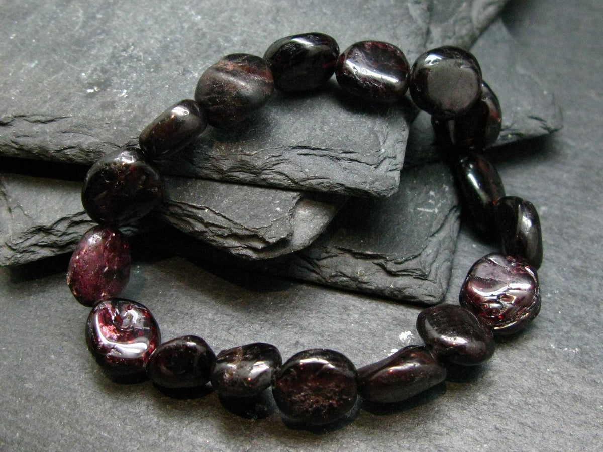 Garnet Almandine Genuine Bracelet ~ 7 Inches ~ 12mm Tumbled Beads