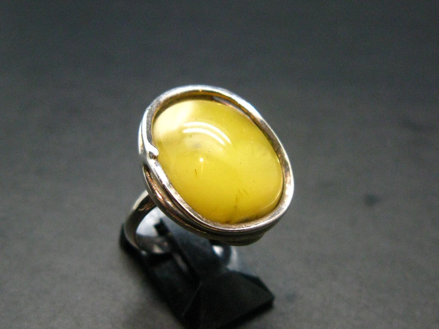 Natural Baltic Amber 925 Silver Ring - Size 7.25