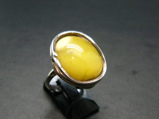 Natural Baltic Amber 925 Silver Ring - Size 7.25
