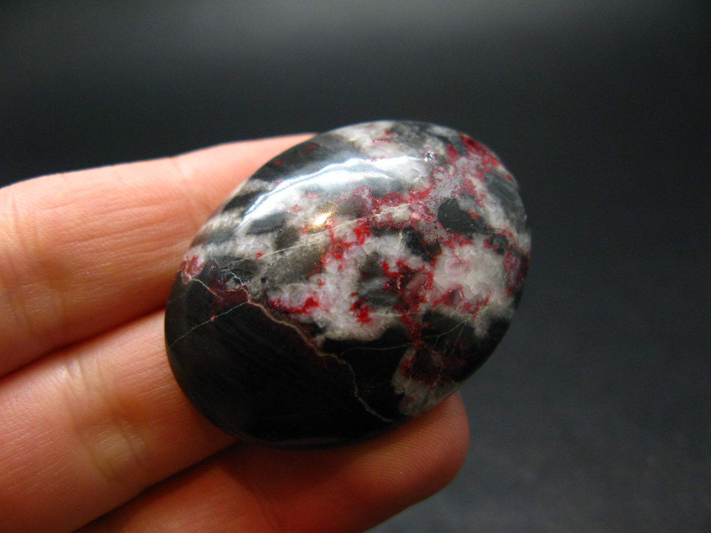 Cinnabar in Dolomite Cabochon from China - 18.54 Grams - 38 x 29 mm