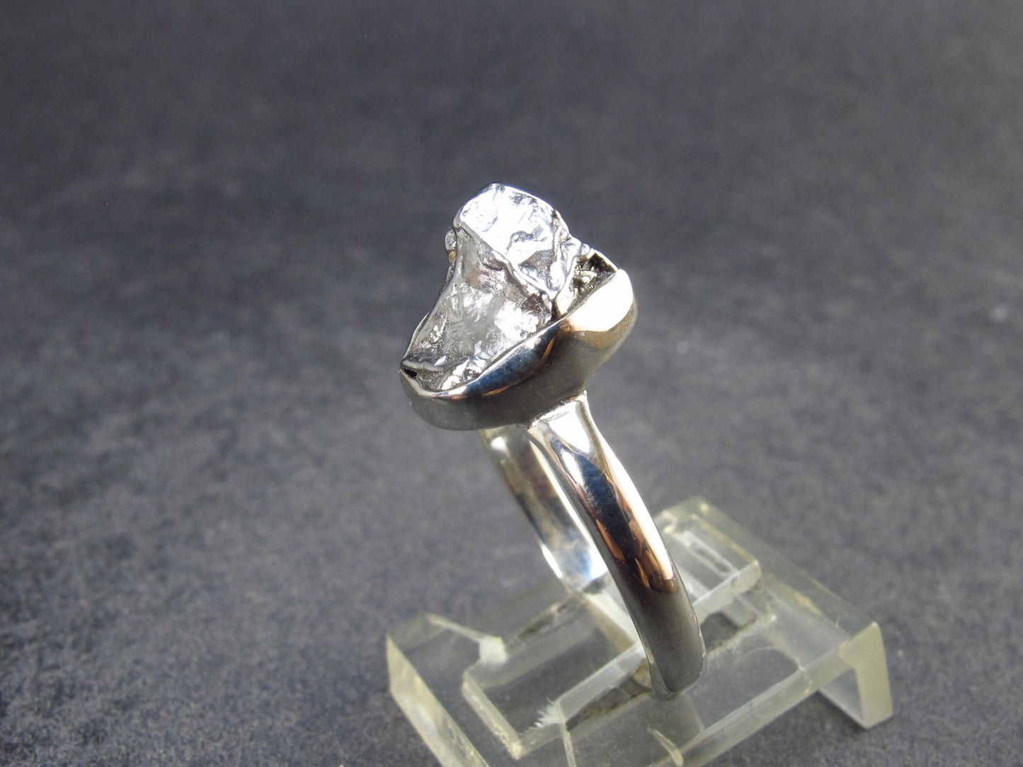 Large Meteorite Campo Del Cielo Sterling Silver Ring from Argentina - 3.22 Grams - Size 7.5