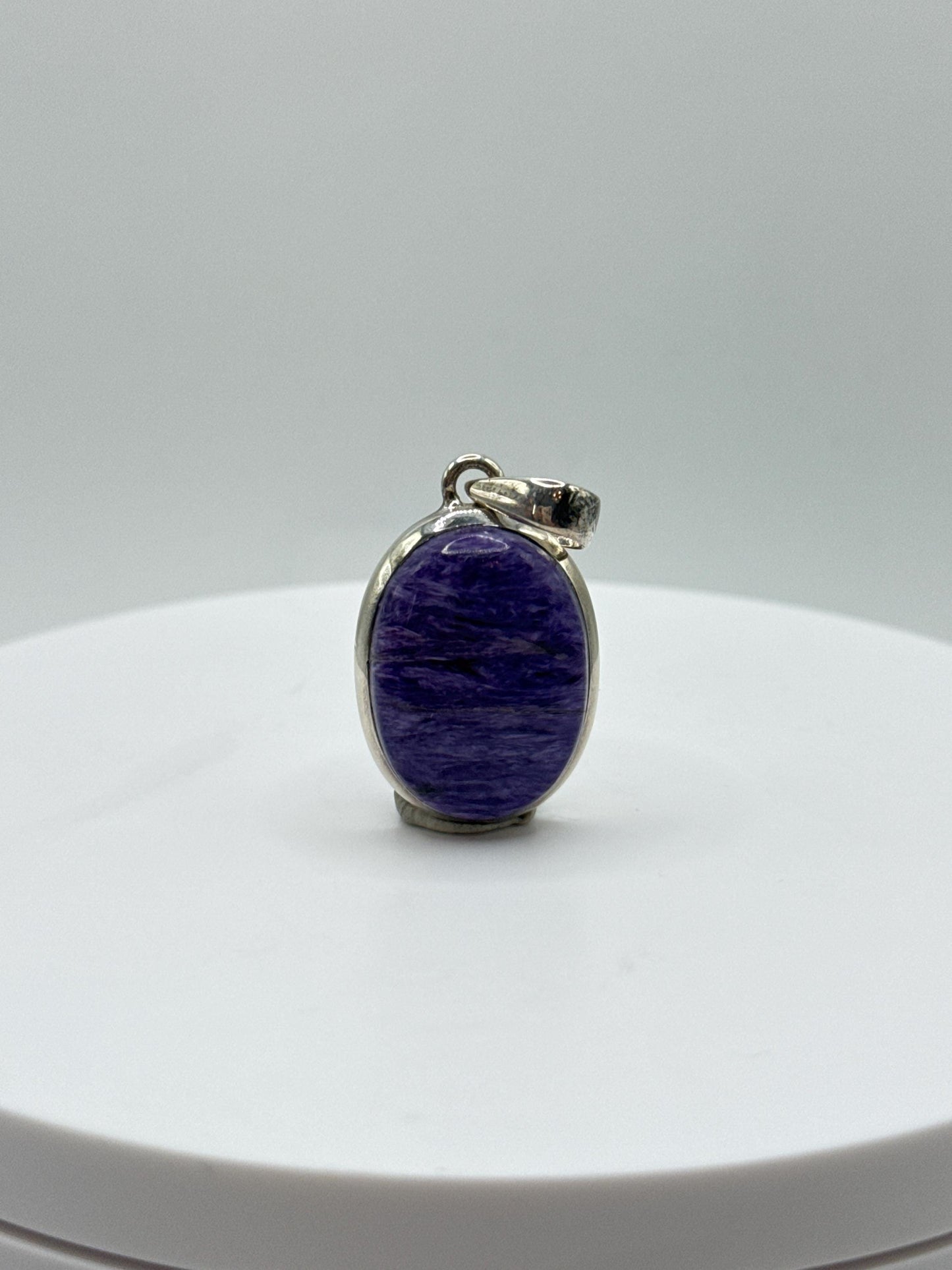 Charoite Sterling Silver Pendant – Oval Cabochon - 8.11 Grams