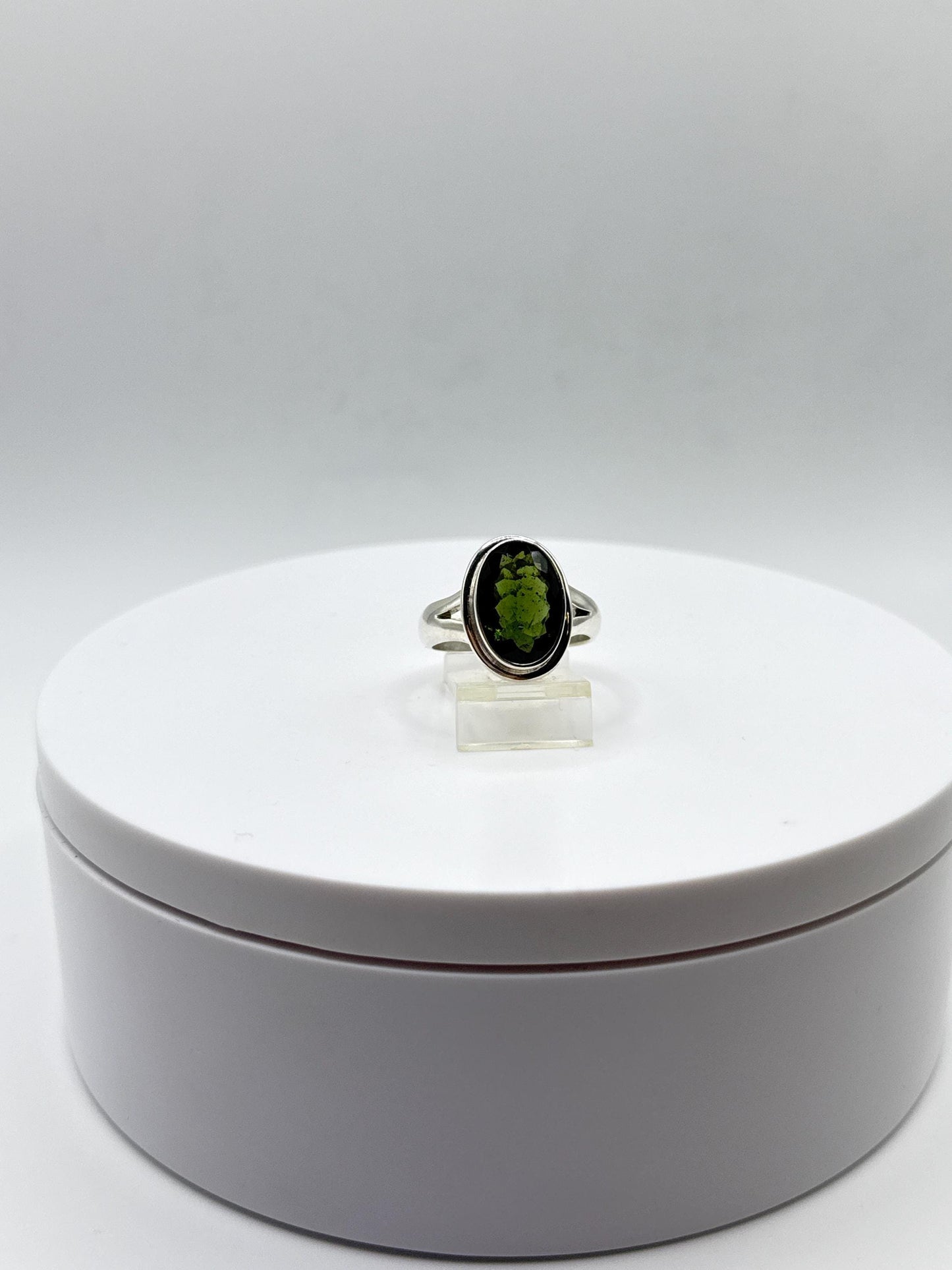 Natural Moldavite Ring | Genuine Green Tektite from Czech Republic | Transformation Crystal Jewelry - Size 10