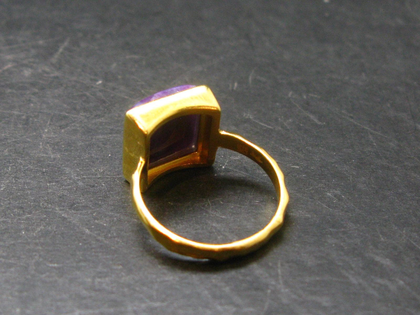 Sugilite Silver Gold Plated Ring From South Africa - 4.83 Grams - Size 8