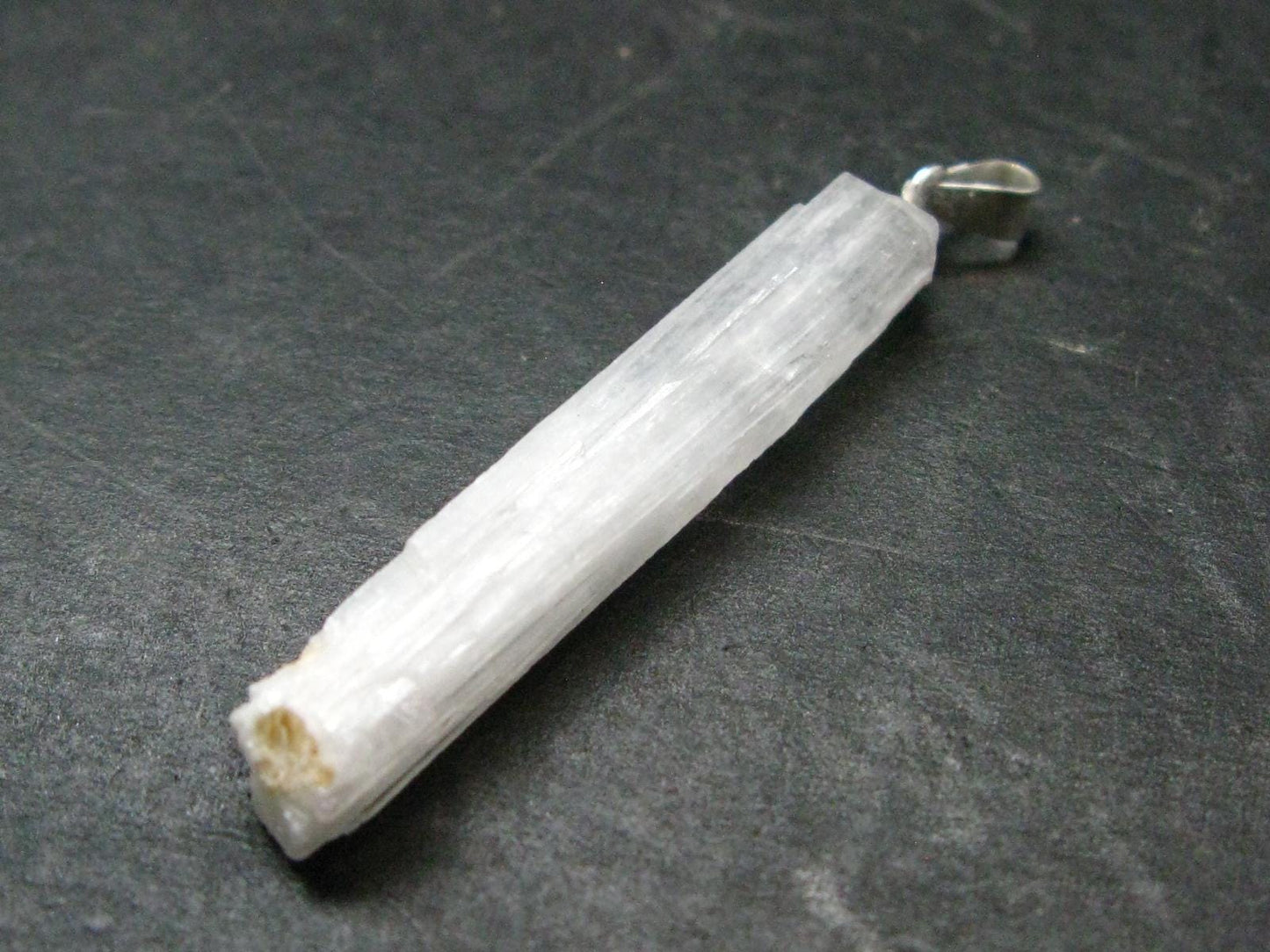 Rare Clear Natrolite Crystal Silver Pendant From Tanzania - 1.7" - 2.0 Grams
