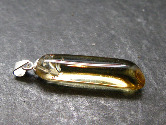 Natural Unheated Citrine Sterling Silver Pendant from Zambia - 1.3" - 2.31 Grams