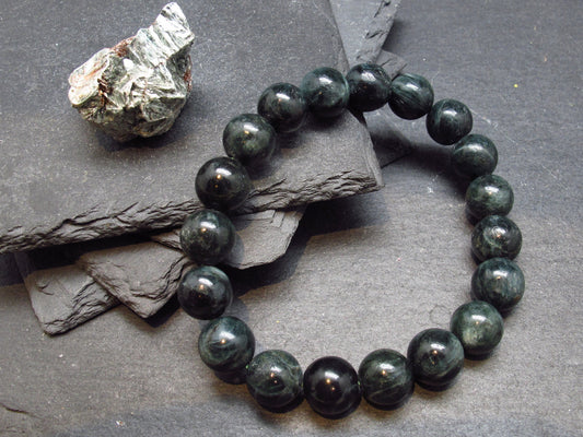 Seraphinite Clinochlore Genuine Bracelet ~ 7 Inches ~ 11.5mm Round Beads