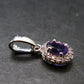 Large Genuine Rich Purple Faceted Amethyst Sterling Silver Pendant From Brazil - 0.7" - 1.08 Grams